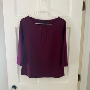 Lands' End Women's Plum Blouse, 3/4 Sleeve, scoop neck